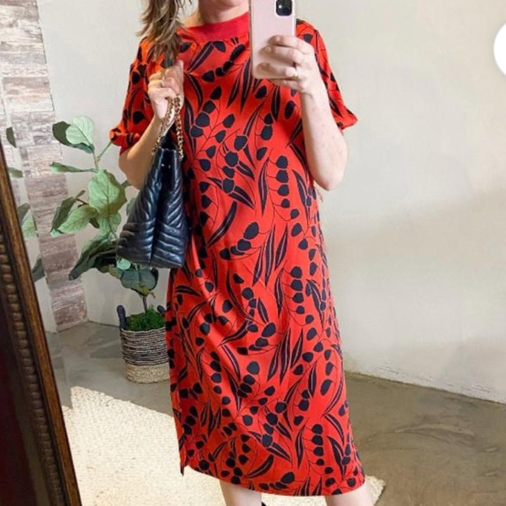 Red Print Midi Dress